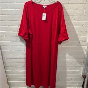 J. Jill Vibrant Red Midi Dress NWT